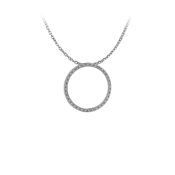 Conflict Free Diamonds Circle Pendant In 14k White Gold With Free Chain