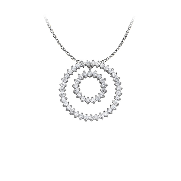 Ubnpd31555agcz Fab Gift Cubic Zirconia Double Circle Pendant In Sterling Silver With Cute Free 16 In. Chain