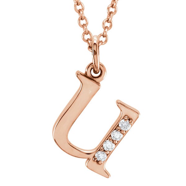 Ubpds85803p14du Latest Jewelry Gift Diamond U Initial Pendant In 14k Rose Gold Coolest Design In Latest Design