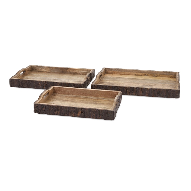 Imax 71822-3 Nakato Wood Bark Serving Trays