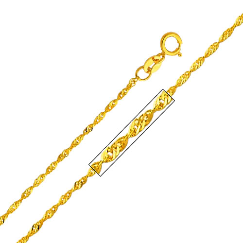 Jewelry 14k Yellow Gold 1.2-mm Singapore Chain Necklace (18 Inch)
