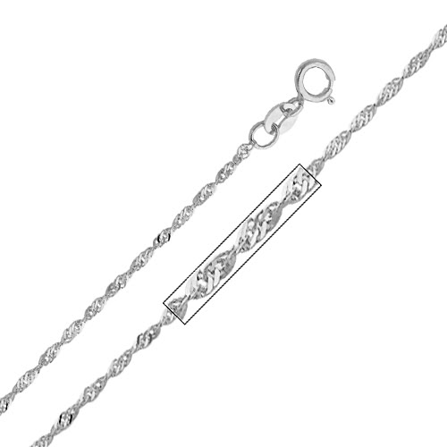 Jewelry 14k White Gold 1.2-mm Singapore Chain Necklace (18 Inch)