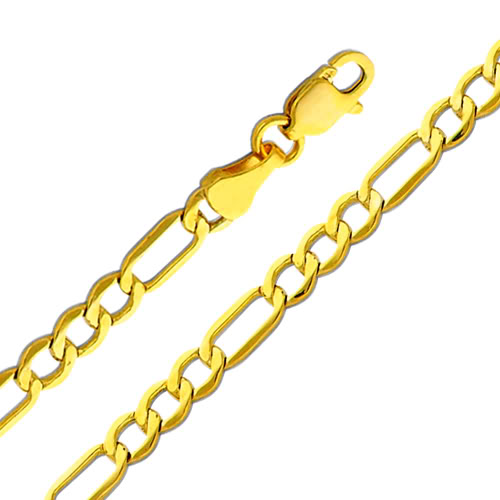 Jewelry 14k Yellow Gold 3.5-mm Hollow Figaro Chain Bracelet (7 Inch)