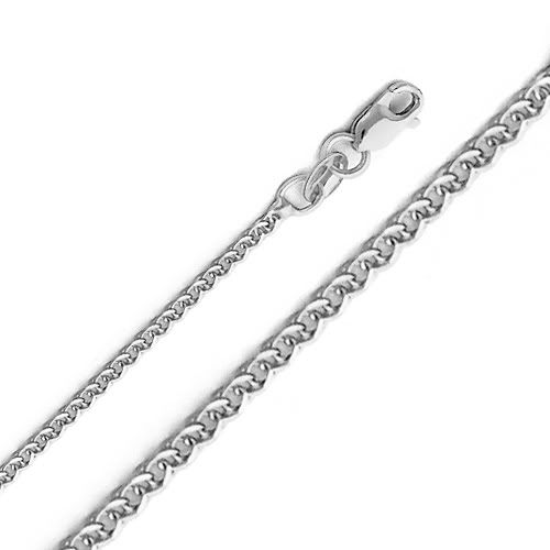Jewelry 14k White Gold 1.5-mm Flat Wheat Chain Necklace (22 Inch)