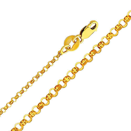 Jewelry 14k Yellow Gold 1.6-mm Classic Rolo Chain Necklace (16 Inch)