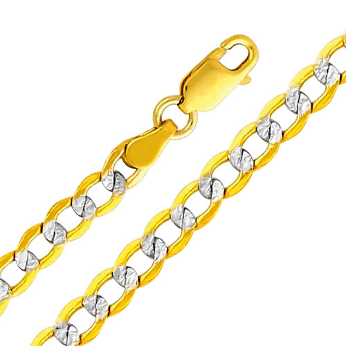 Jewelry 14k Two Tone Gold 4.2-mm Hollow Cuban Chain Bracelet (7.5 Inch)