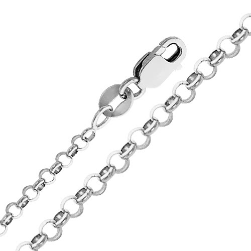 Jewelry 14k White Gold 2.1-mm Classic Rolo Chain Necklace (22 Inch)