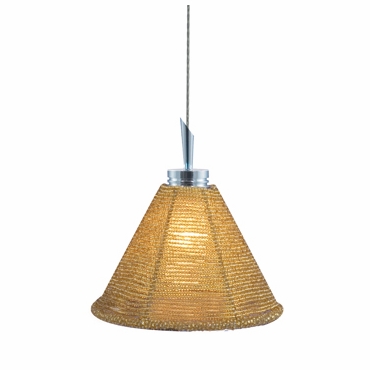 Qap212-gl-ch 1-light Monorail Quick Adapt Low Voltage Pendant, Gold Handcrafted Beaded Shade