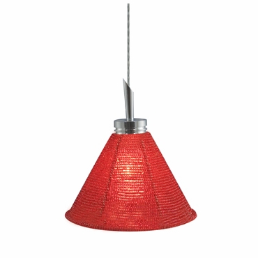 Qap212-rd-ch 1-light Monorail Quick Adapt Low Voltage Pendant, Red Handcrafted Beaded Shade