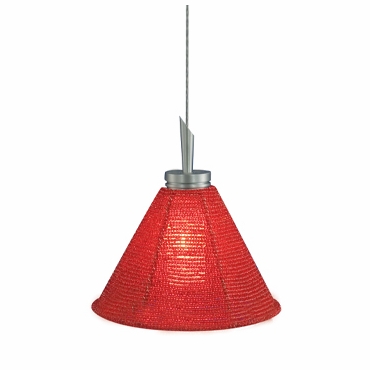 Qap212-rd-sn 1-light Monorail Quick Adapt Low Voltage Pendant, Red Handcrafted Beaded Shade