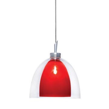 Qap215-rd-sn 1-light Monorail Quick Adapt Low Voltage Pendant, Red-satin Nickel