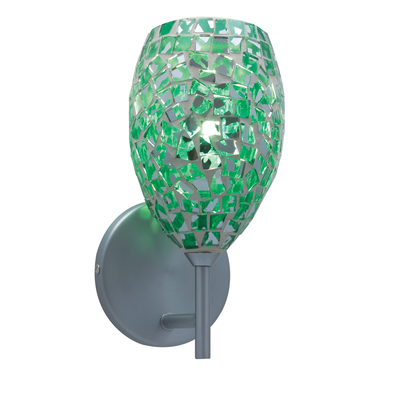 Ws232-em-sn 1-light Wall Sconce Moz - Series 232., Emerald With Satin Nickel