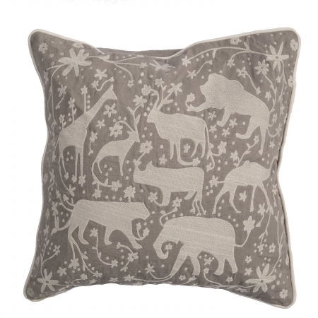 Plc101354 Animal Print Gray & Ivory Cotton Pillow - 20 In.