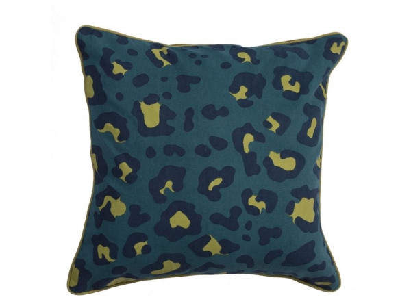 Plc101347 Animal Print Blue & Green Cotton And Polyester Pillow - 22 In.