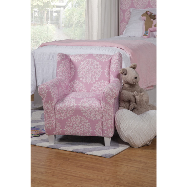 K6864-f1538 Kids Pink Medallion Print Chair
