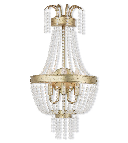 Livex 51874-28 Valentina 3 Light Wall Sconce In Hand Applied Winter Gold