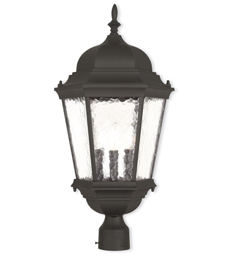 Hamilton 3 Light Outdoor Post-top Lantern In Textured Black