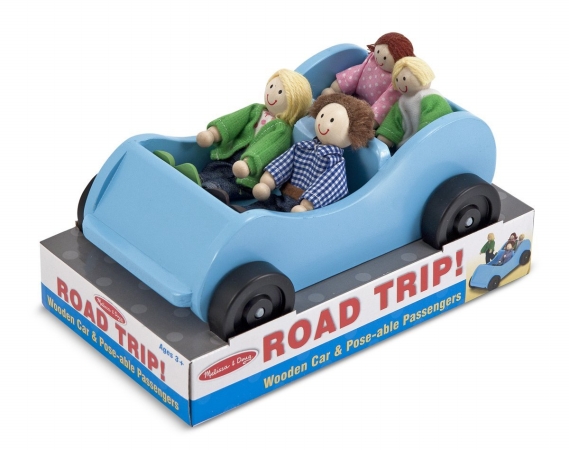 Melissa And Doug 2463 Road Trip Wooden Car & Pose-able Passengers