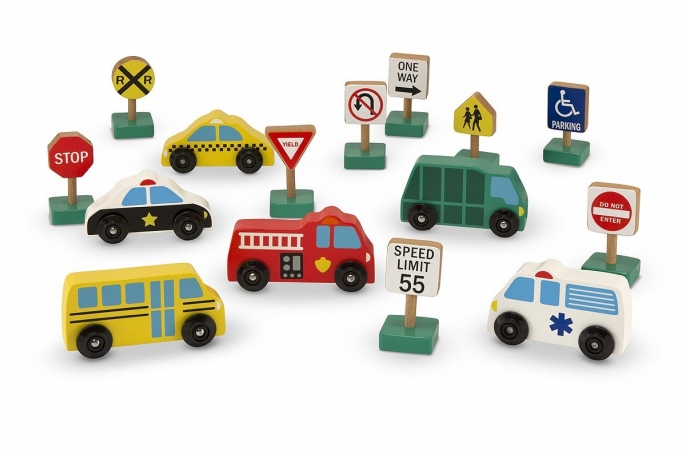 Melissa And Doug 3177 Wooden Vehicles And Traffic Signs