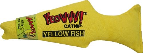 Duckyworld-yeowww 812402000102 Catnip Toy, Yellow Fish - 7 In.