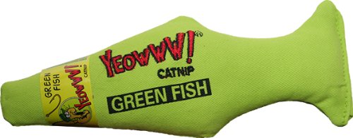 Duckyworld-yeowww 812402000119 Green Fish Catnip Toy - 7 In.