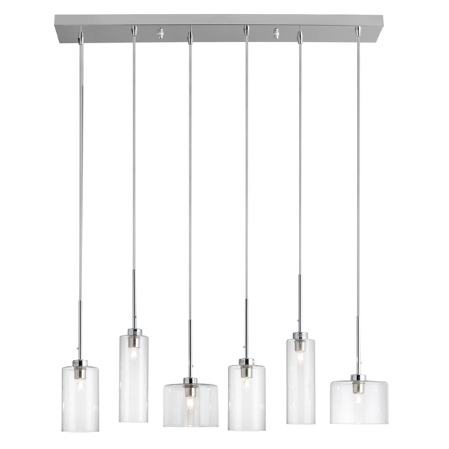 Pen-ic-286p-pc-rht Industrial Chic 6 Light Horizontal Pendant With Polished Chrome Finish