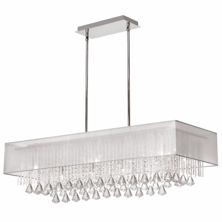 Jacqueline 10 Light Crystal Hizontal Chandelier With White Shade