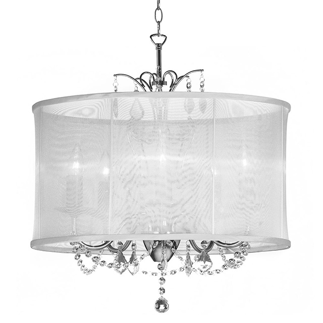 Cha-vna-20-5-119-rht Vanessa 5 Light Maple Droplets Crystal Chandelier With White Organza Shade