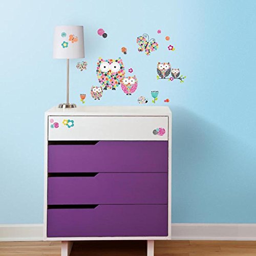 Prisma Owls And Butterflies Peel And Stick Wall Decals