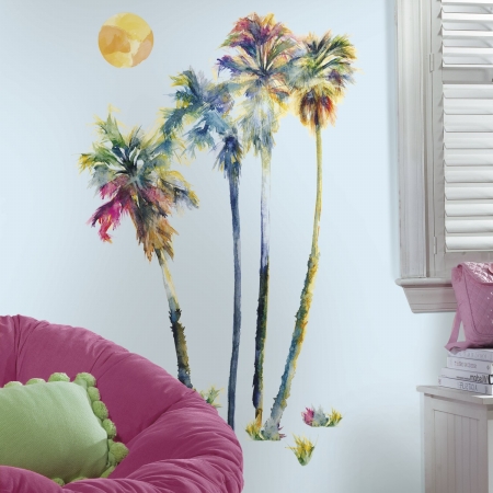 Watercolor Palm Trees Peel & Stick Giant Wall Decals