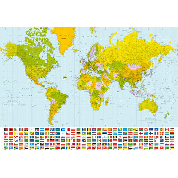 Dm280 Map Of The World Wall Mural - 100 In.