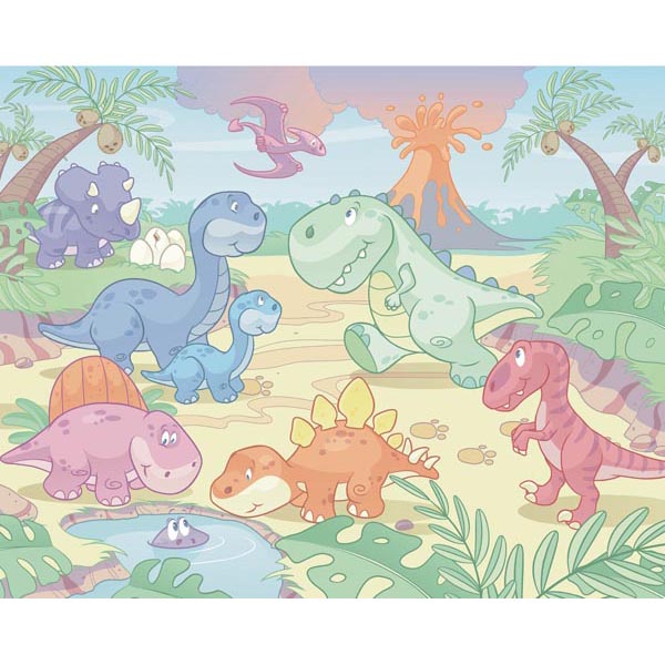 Wt40618 Baby Dino World Wall Mural - 96 In.