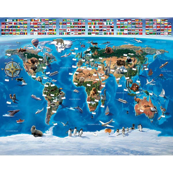 Wt41851 Map Of The World Wall Mural - 96 In.
