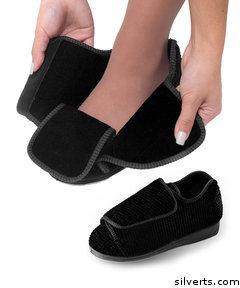 101000402 Womens Extra Extra Wide Width Adaptive Slippers - Diabetic - 6, Black