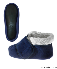 101600206 Womens Bootie Slipper & Mens Bootie Slippers With Fasteners - Extra Small, Navy