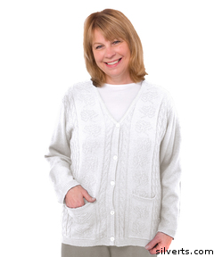 270800403 Womens Adaptive Clothing - Acrylic Cardigan With Pockets - Medium, White