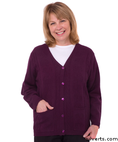 270800903 Womens Adaptive Clothing - Acrylic Cardigan With Pockets - Medium, Plum