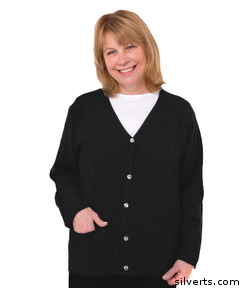 270802404 Womens Adaptive Clothing - Acrylic Cardigan With Pockets - Large, Black