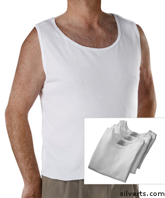 280450103 Save With 3 Pack - Mens Open Back Adaptive Under Vests - Large, White