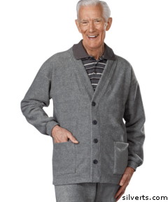 500710307 Adaptive Clothing For Men - Adaptive Cardigan With 2 Pockets - Snap Back - 3xl, Grey