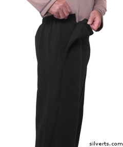 506300202 Arthritis Mens Fleece Pants With Fasteners - Small, Black