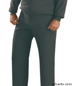 Mens Elastic Waist Fleece Track Pants - Elastic Pull On Pant For Men - Medium, Grey Mix