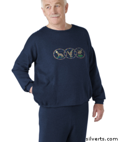 510300104 Adaptive Clothing For Men - Adaptive Fleece Sweatshirt Top - Back Snap - Large, Navy