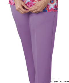 130901405 Womens Elastic Waist Pants 2 Pockets - Ladies Pull On Pants - 16, Purple Haze