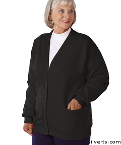 136901105 Womens Regular Casual Fleece Two Pocket Cardigan - Extra Large, Black