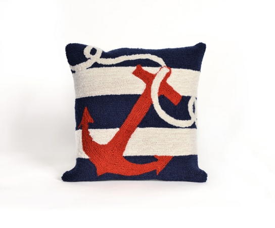 Transoceanimports 7fp8s140033 Frontporch Anchor Navy Square Pillow