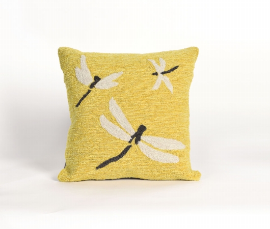 Transoceanimports 7fp8s141509 Frontporch Dragonfly Yellow Square Pillow