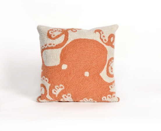 Transoceanimports 7fp8s143217 Frontporch Octopus Coral Square Pillow