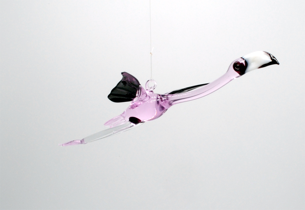 E36-523 Ornament - Hanging Flamingo In Flight