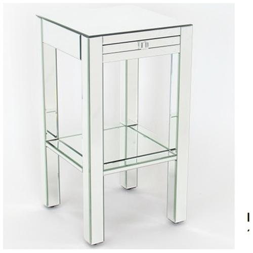 Waybornhomefurnishings Mc012 Pine Wood Beveled Mirror Side Table - Mirror